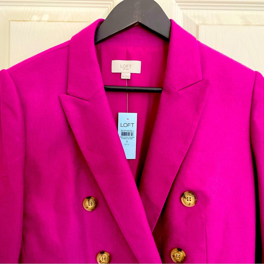 Ann Taylor Loft Beautiful Double breasted Magenta Blazer with buttons